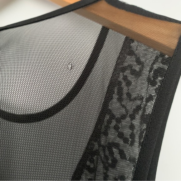 Festival Sparkle Sequin Sleeveless Deep V Mesh Cut Out Mini Dress in Black (S) - Picture 5 of 6